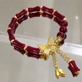 Burgundy Butterfly Beaded Bracelet