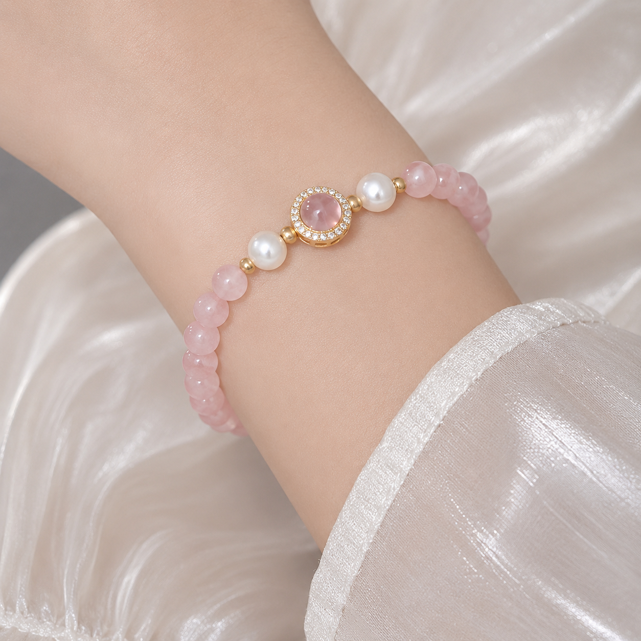 Blush Bloom Beaded Bracelet
