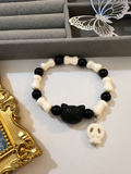 Midnight Cat Skull Beaded Bracelet