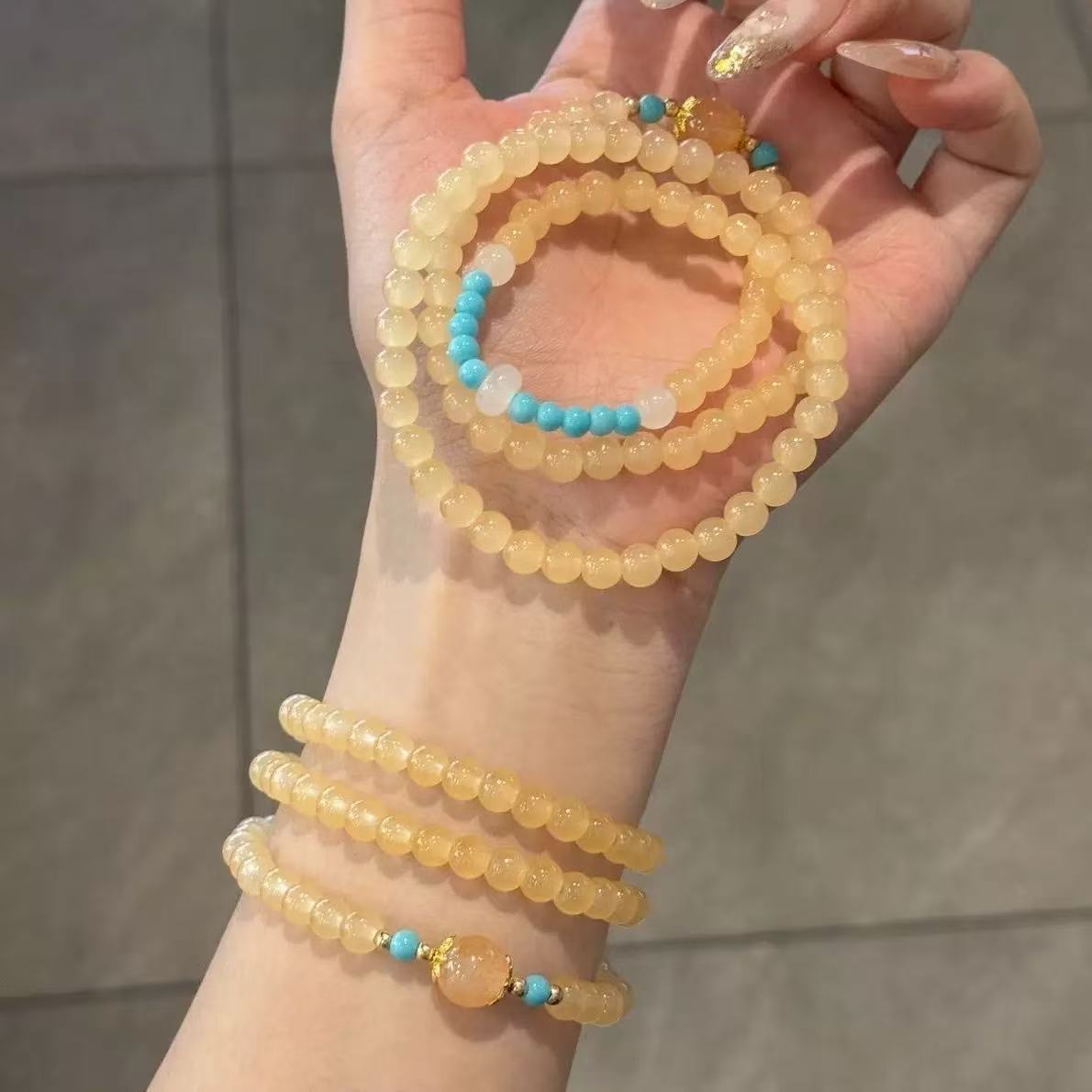 Golden Glow Beaded Bracelet