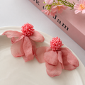 Rosé Petal Symphony Earrings  Handcrafted Floral Statement Drop Earrings
