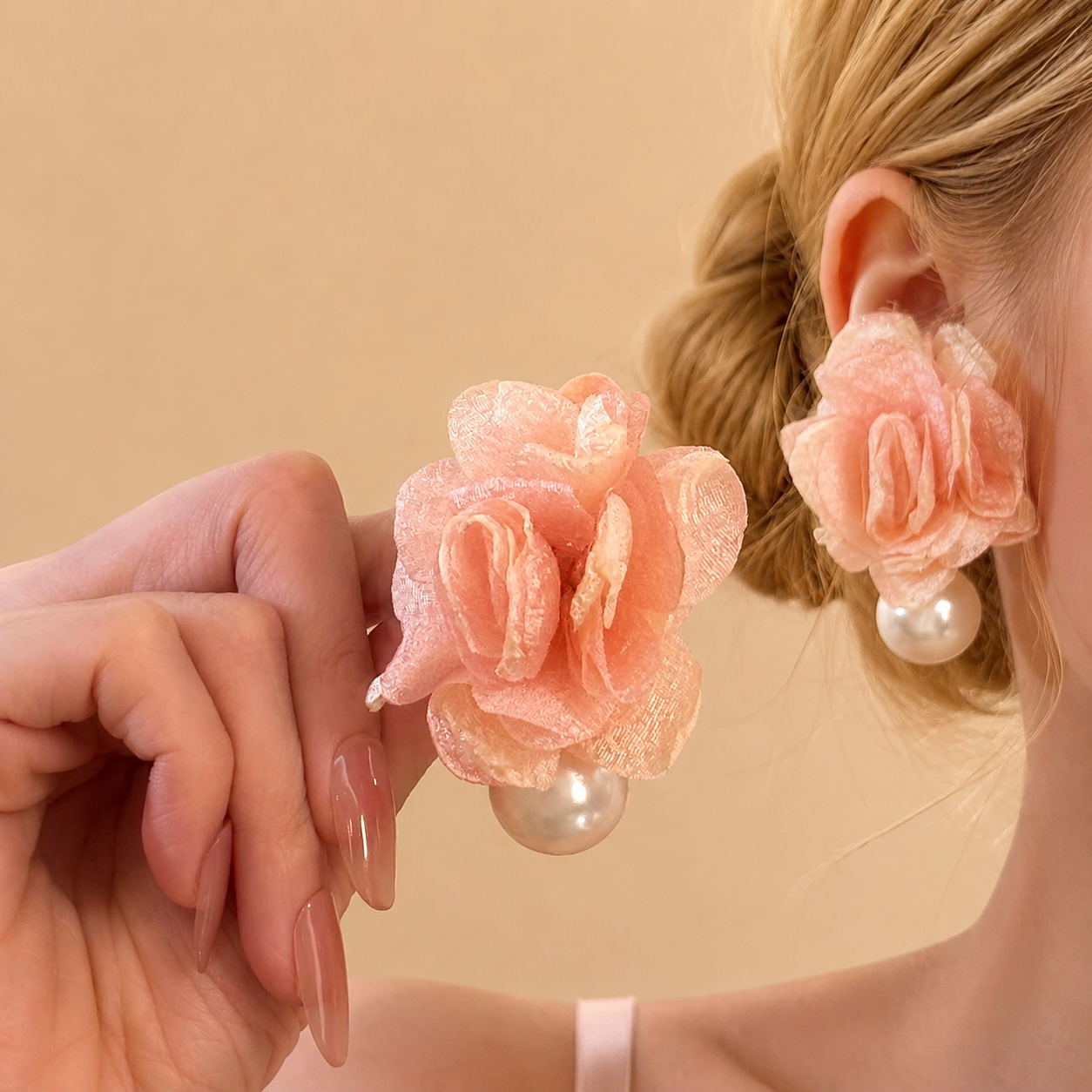 Velvet Rose Pearl Earrings