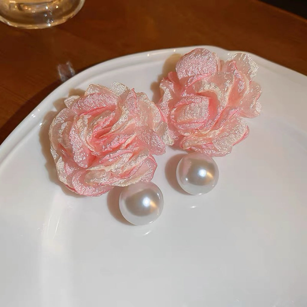 Velvet Rose Pearl Earrings