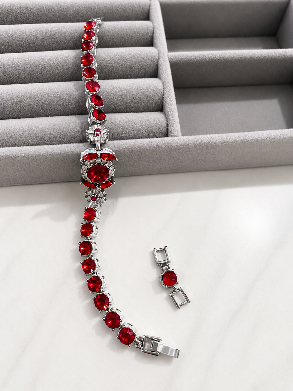 Vintage Red Stone Tennis Bracelet