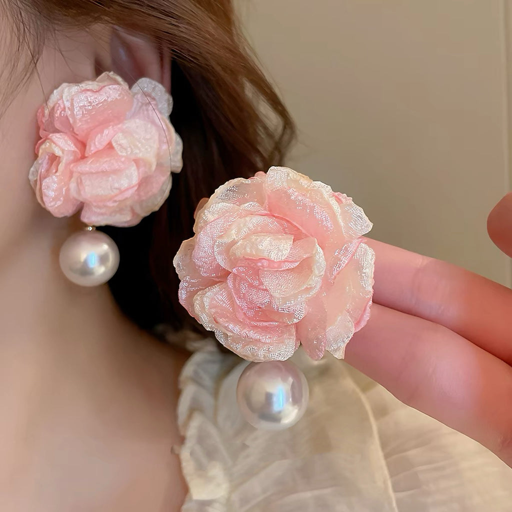 Velvet Rose Pearl Earrings