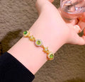Enchanted Emerald Collection | Forest-Inspired Floral Bracelet with Green Stone & Zircon