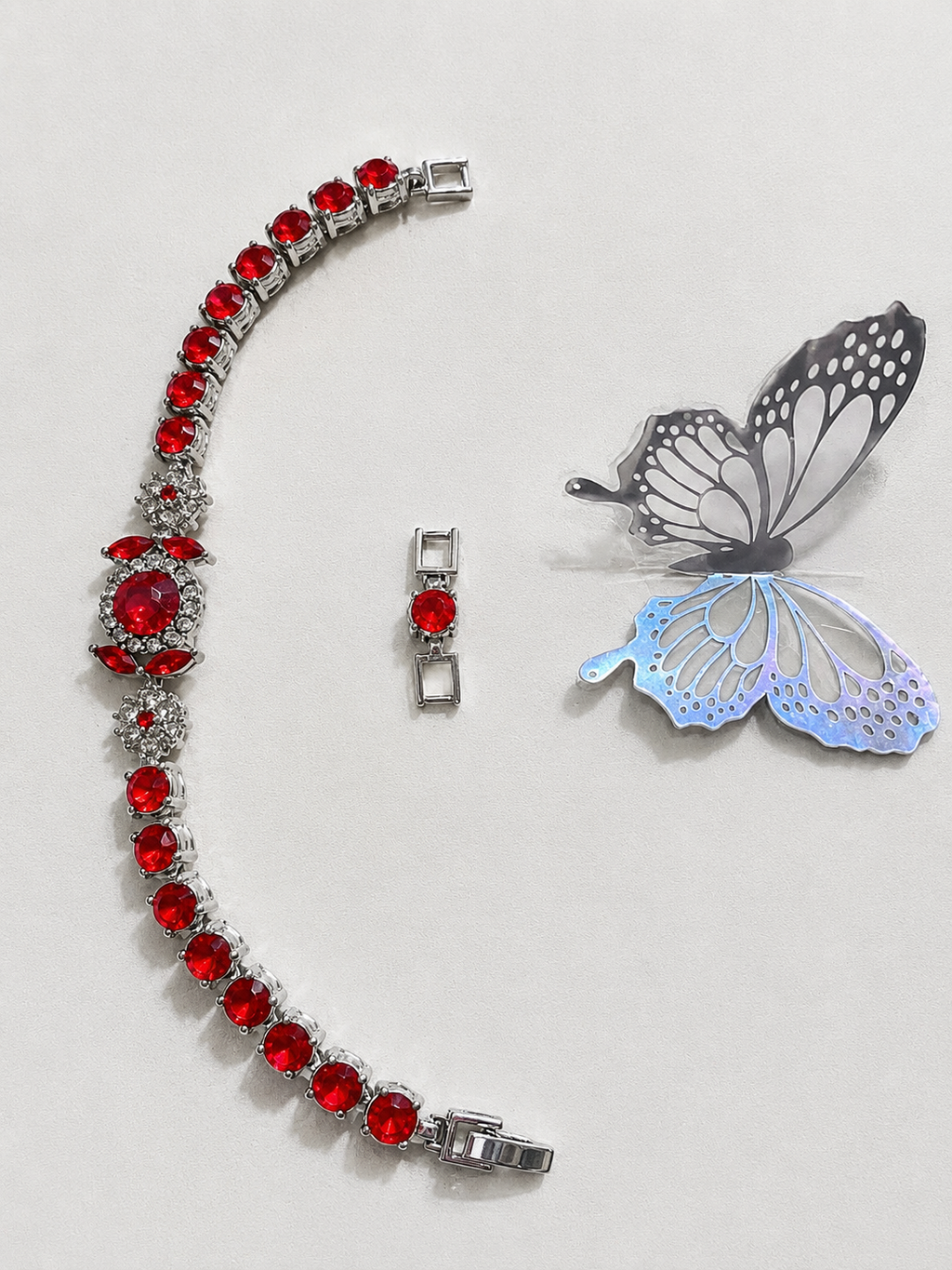 Vintage Red Stone Tennis Bracelet