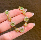 Enchanted Emerald Collection | Forest-Inspired Floral Bracelet with Green Stone & Zircon