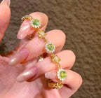 Enchanted Emerald Collection | Forest-Inspired Floral Bracelet with Green Stone & Zircon
