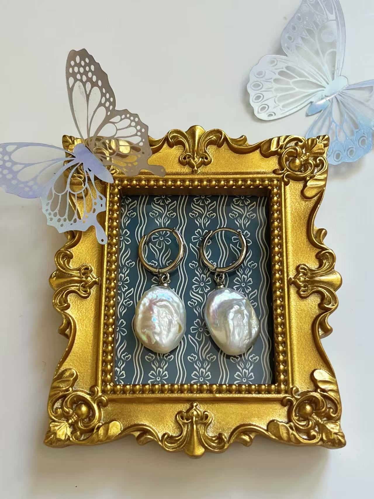 Baroque Pearl Hoop Earrings