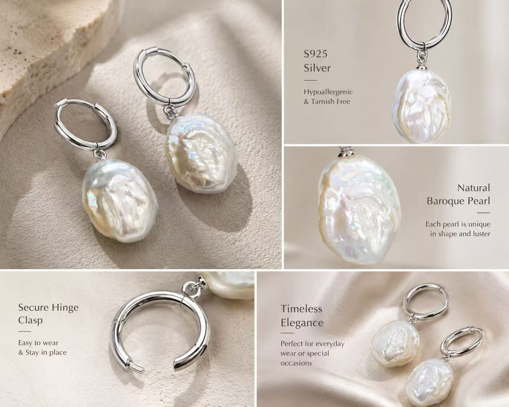 Baroque Pearl Hoop Earrings