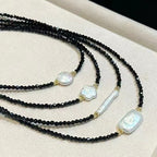 Black Spinel & Baroque Pearl Choker Necklace