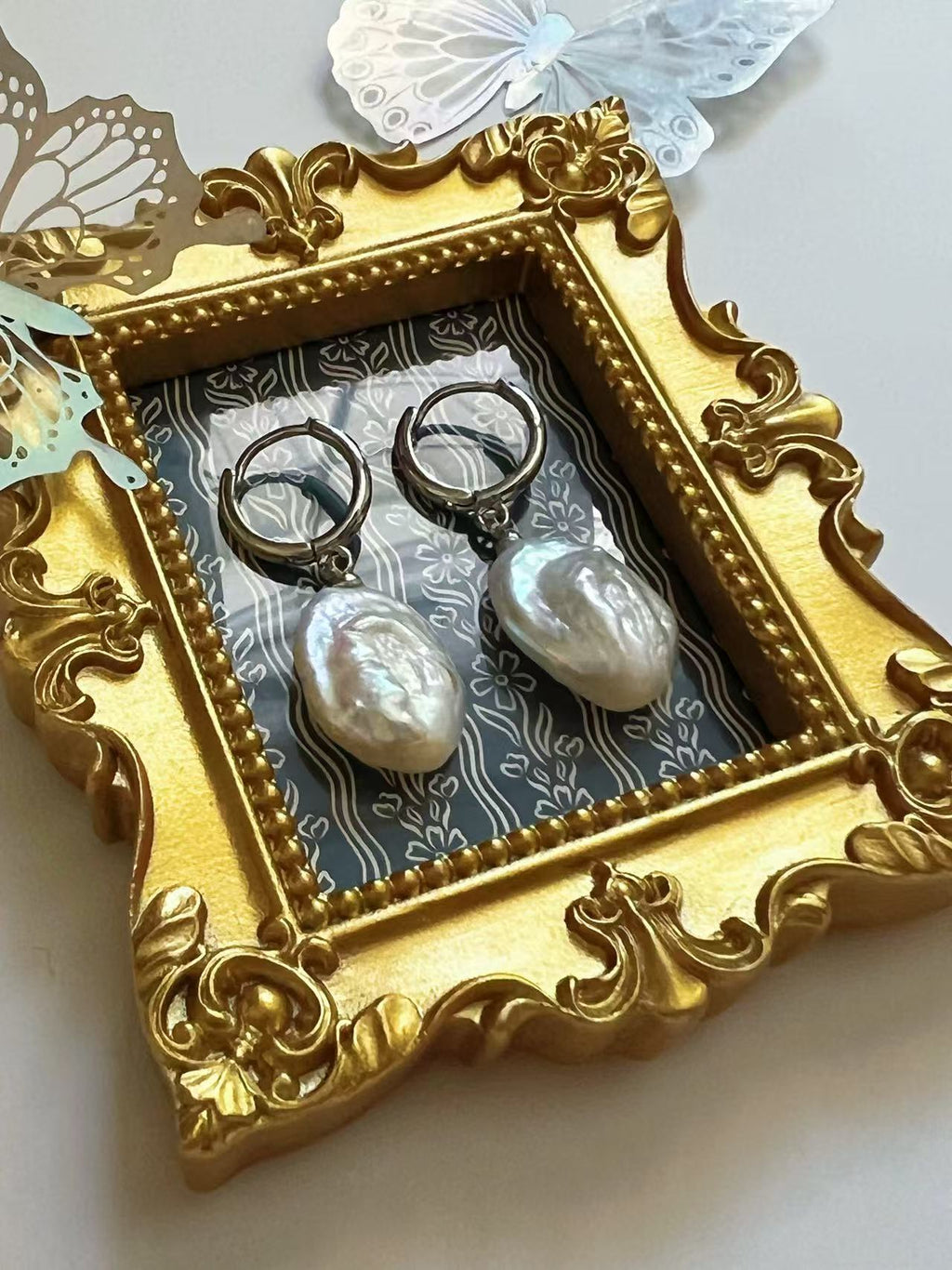 Baroque Pearl Hoop Earrings