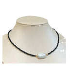 Black Spinel & Baroque Pearl Choker Necklace
