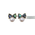 Freshwater Pearl & Abalone Bow Stud Earrings