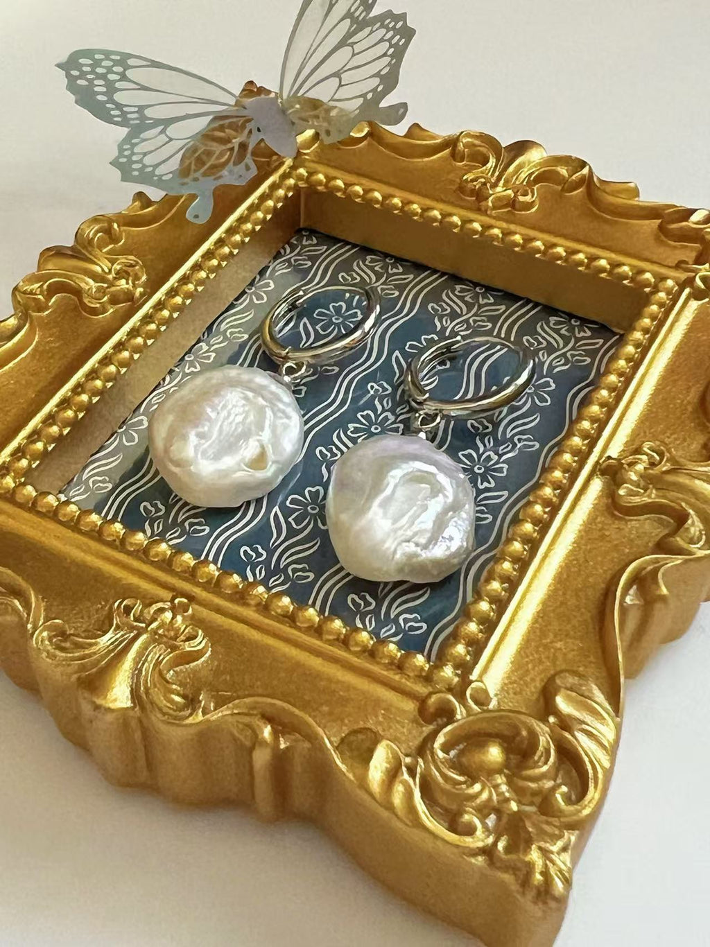 Baroque Pearl Hoop Earrings
