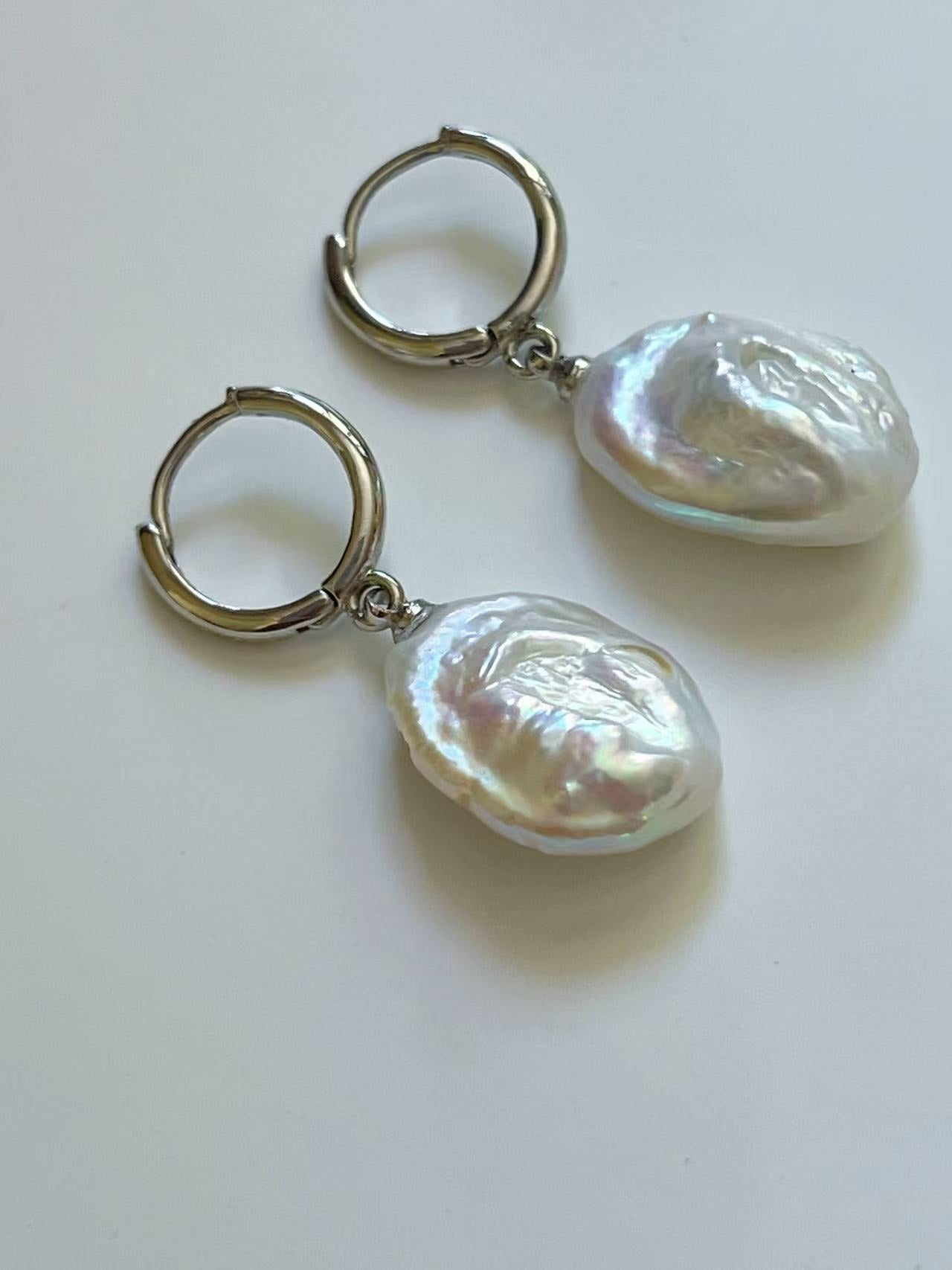 Baroque Pearl Hoop Earrings