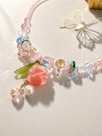 Elegant Rose Pendant Beaded Necklace