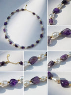 Purple Stone & Pearl Necklace