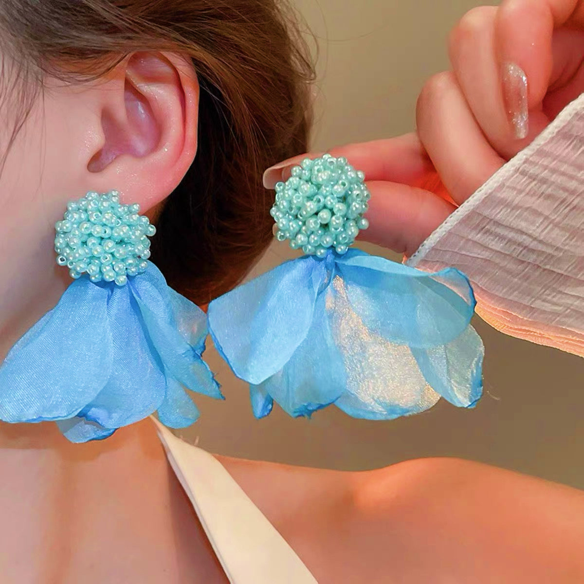 Azure Petal Breeze Earrings