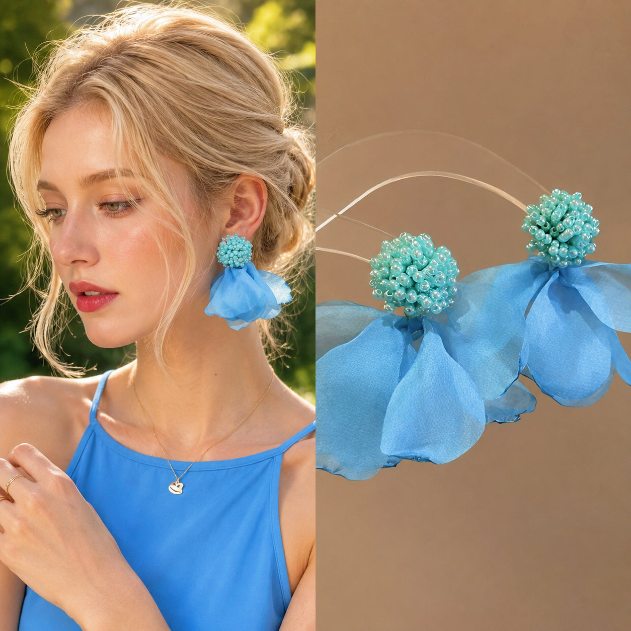 Azure Petal Breeze Earrings