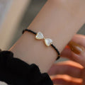 Coastal Double Heart Mother-of-Pearl & Black Spinel Bracelet