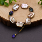 Natural Freshwater Baroque Pearl Bracelet – Handmade Gold-Tone Bracelet